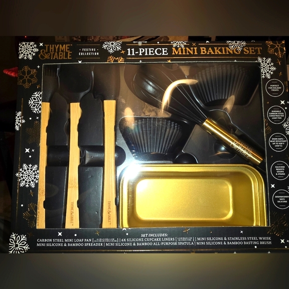 NWT THYME & TABLE 11 Piece Mini Baking Set, Black & Gold, Festive Collection - Picture 15 of 16